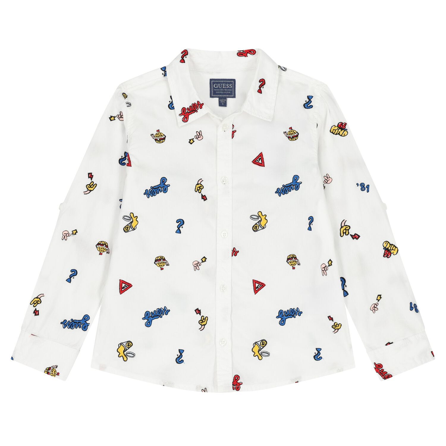 تيشيرت أولاد بالشعار باللون الأبيض, 1, hi-res image number null