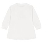 Younger Girls White Teddy Bear Logo Dress, 1, hi-res