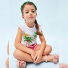 طقم شورت باللون العاجي والزهري للبنات, 1, hi-res