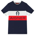 تيشيرت بالشعار باللون الكحلي للأولاد, 1, hi-res