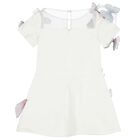 Girls White 3D Butterfly Applique Dress, 1, hi-res