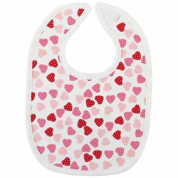 Baby Girls White Heart Bib