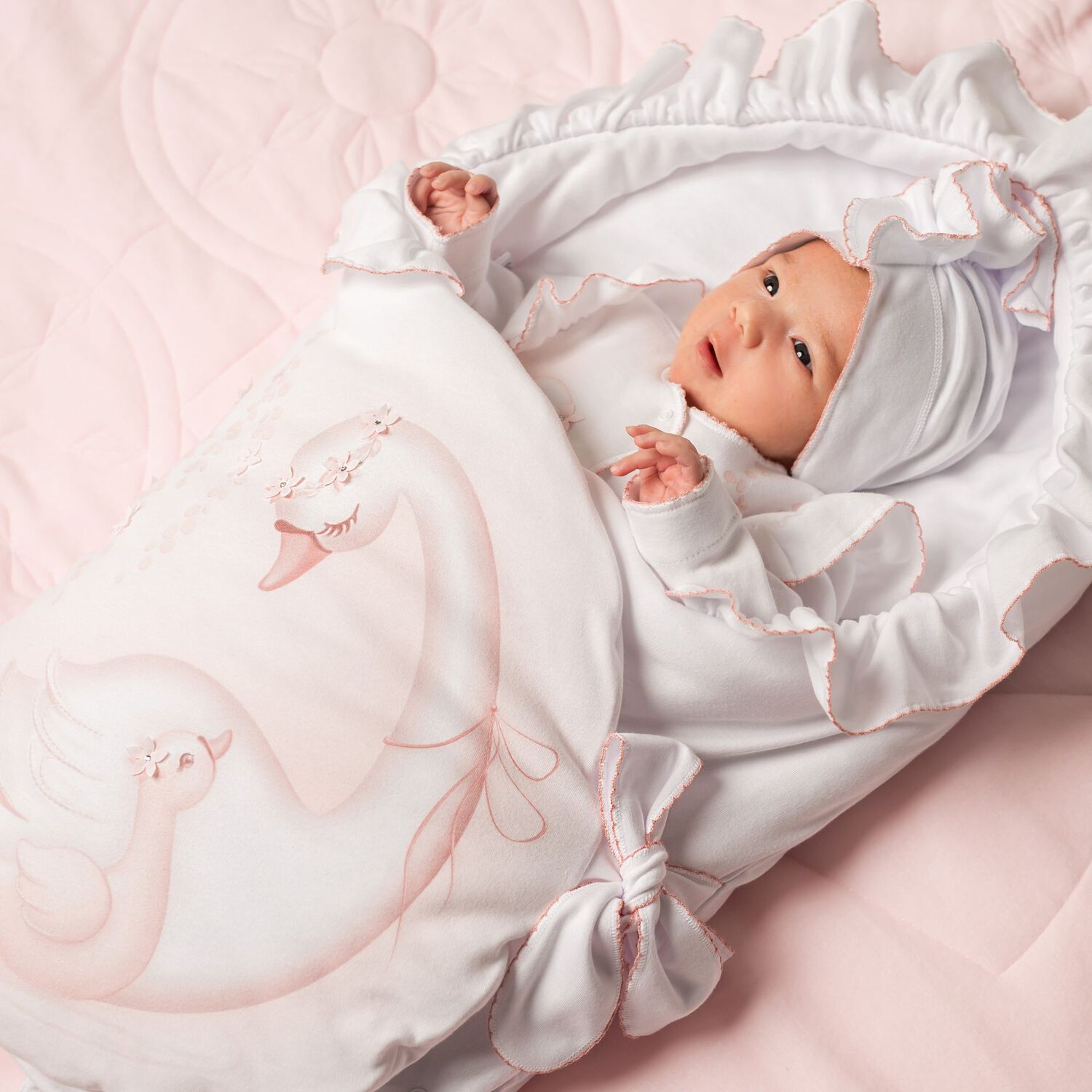 Girls White Swan Baby Nest, 1, hi-res image number null
