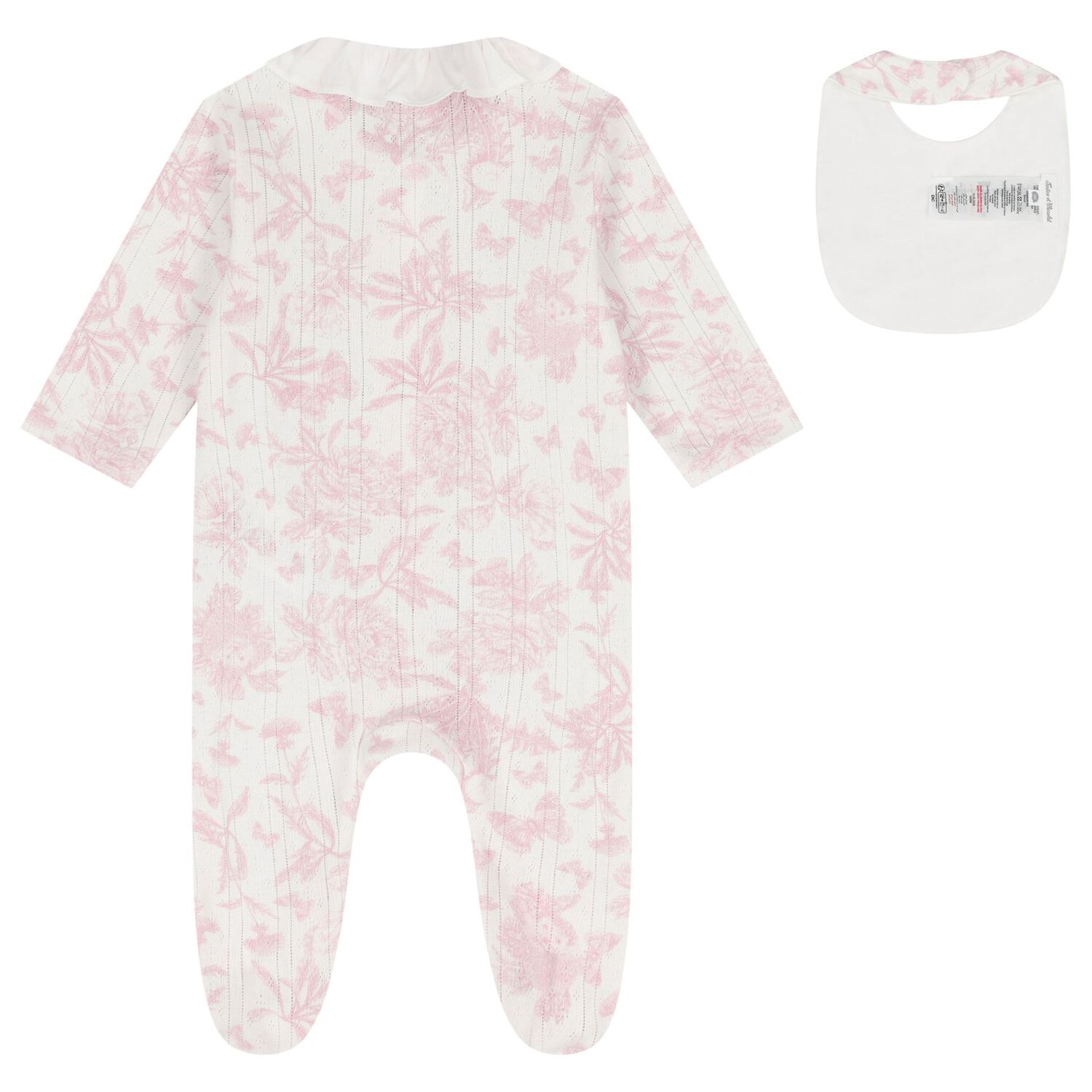 Baby Girls Pink & Ivory Toile De Jouy Babygrow Gift Set, 2, hi-res