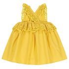 Younger Girls Yellow Broderie Anglaise Dress, 1, hi-res