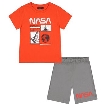 Boys Red & Grey Nasa Shorts Set