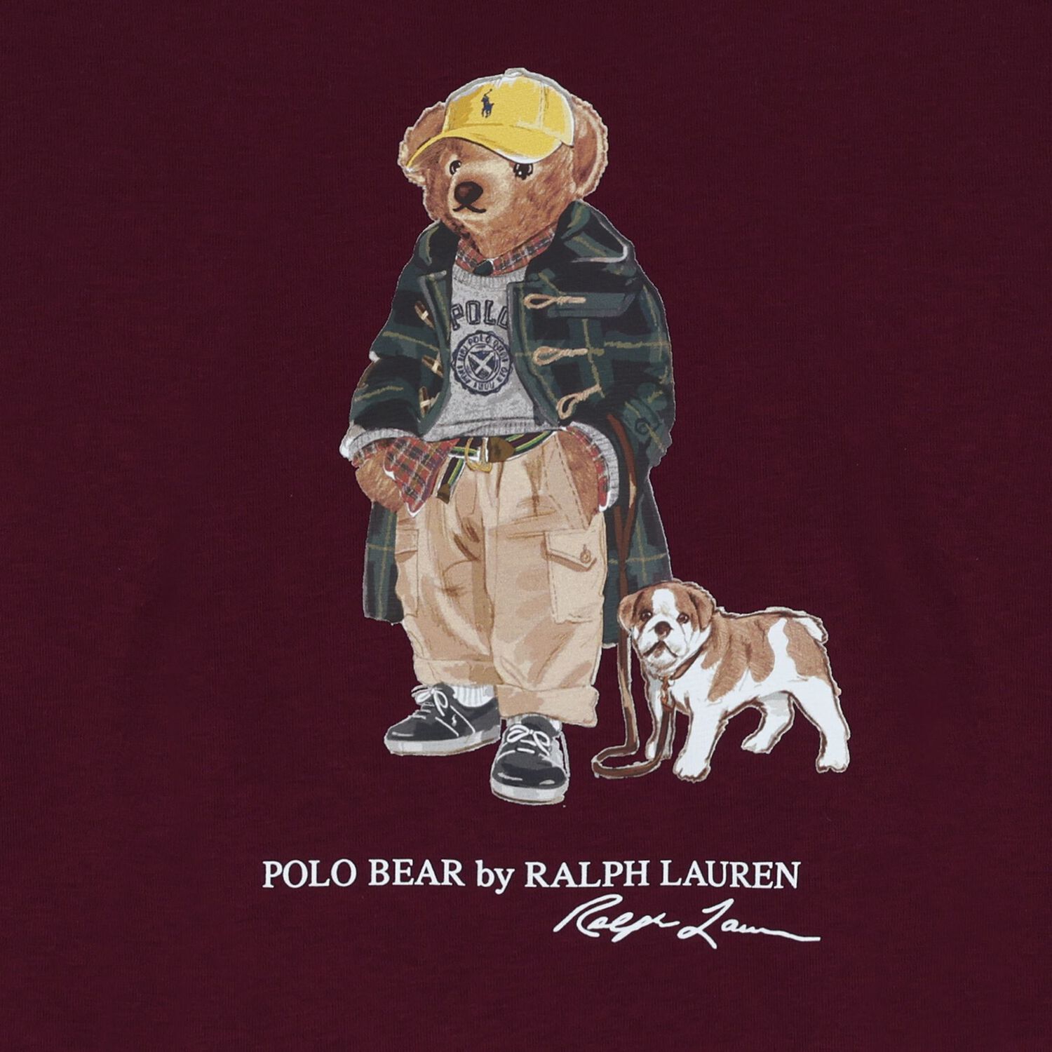 Boys Burgundy Polo Bear Logo Hooded Top, 1, hi-res