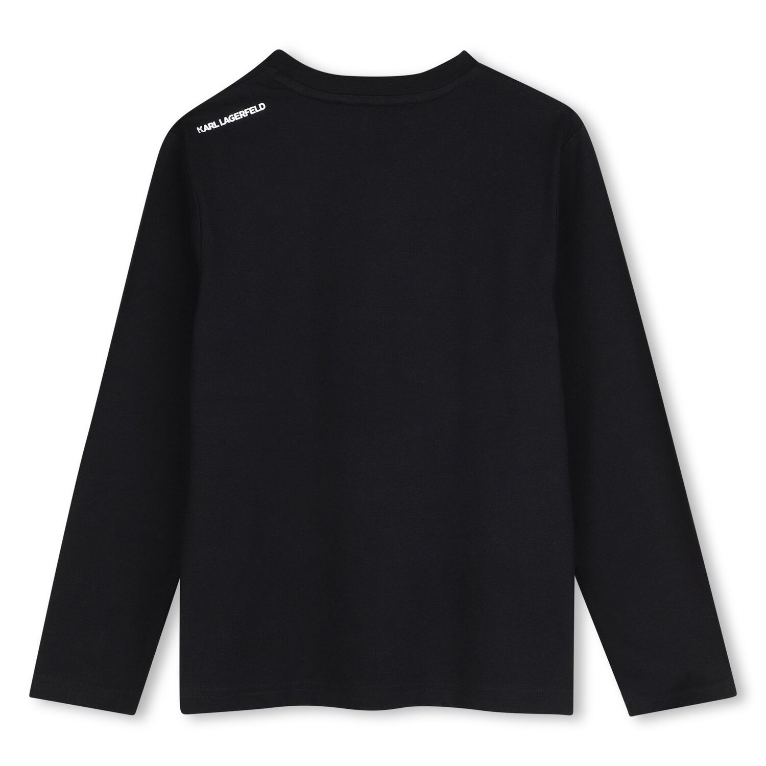 Boys Black Ikonik Karl Long Sleeve Top, 1, hi-res