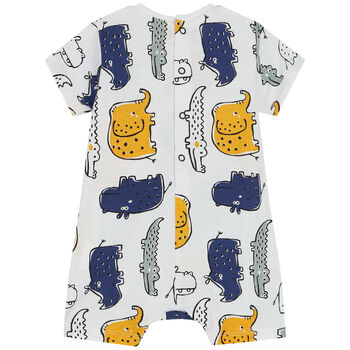 Baby Boys White Animals Romper