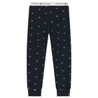 Boys White & Navy Blue Logo Pyjamas, 1, hi-res