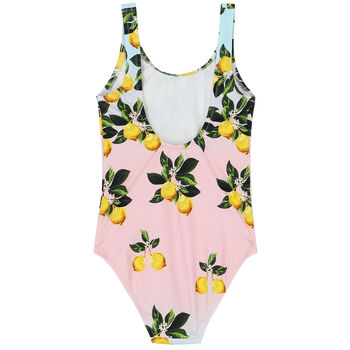 Girls Blue & Pink Lemon Swimsuit
