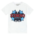 Younger Boys White Logo T-Shirt, 1, hi-res