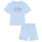 Boys Blue Logo Shorts Set, 1, hi-res