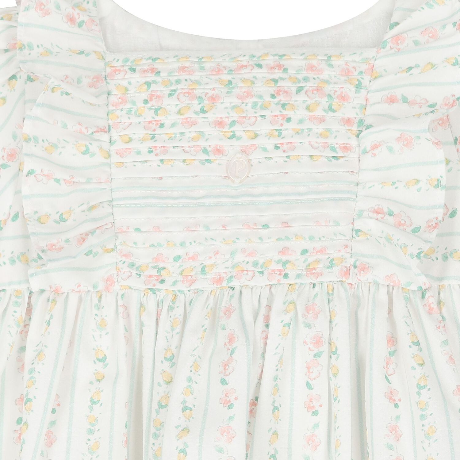 Baby Girls White Floral Stripe Dress, 1, hi-res