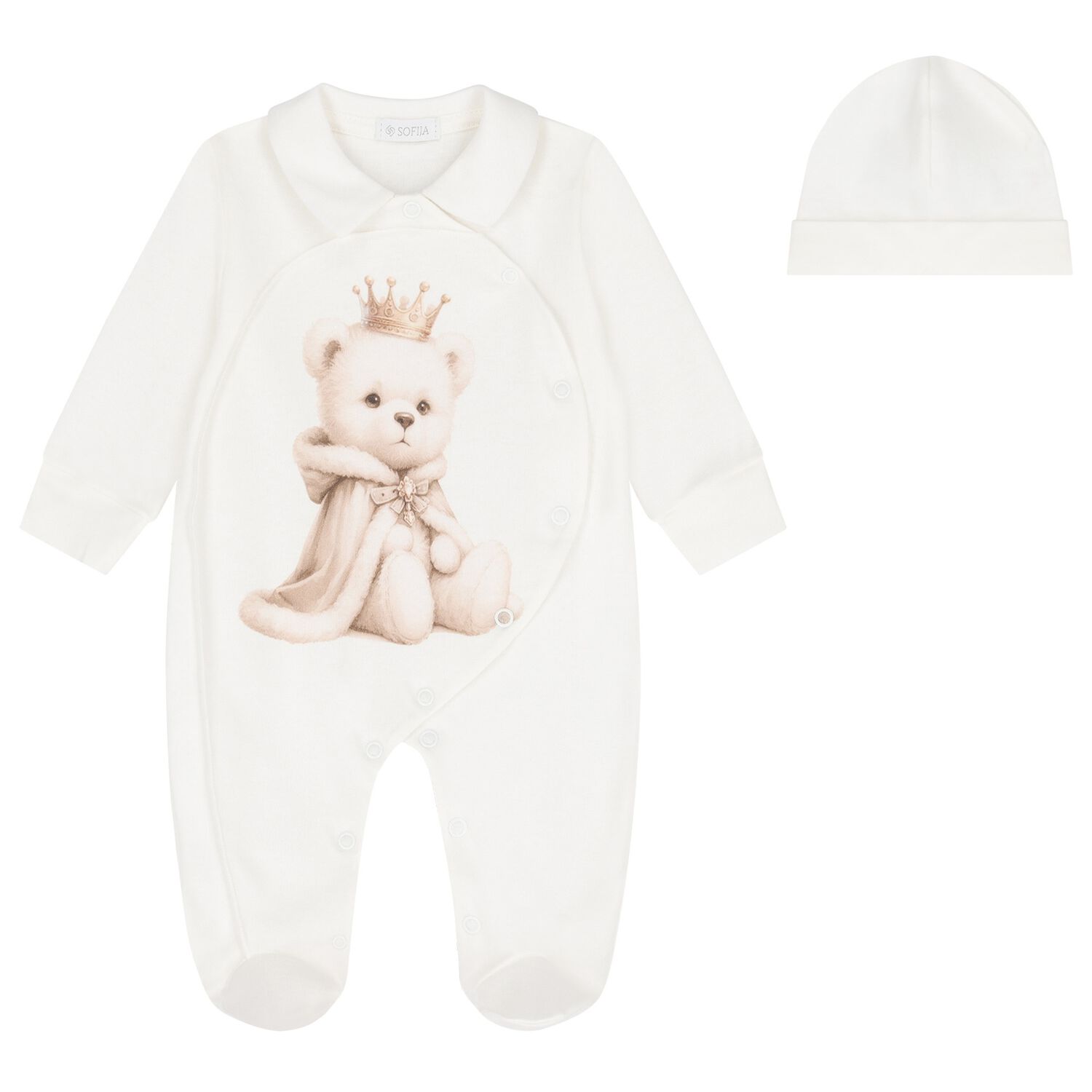 Baby Boys Ivory Teddy Bear Babygrow Gift Set, 1, hi-res
