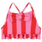 Girls Pink & Red Striped Bikini, 1, hi-res