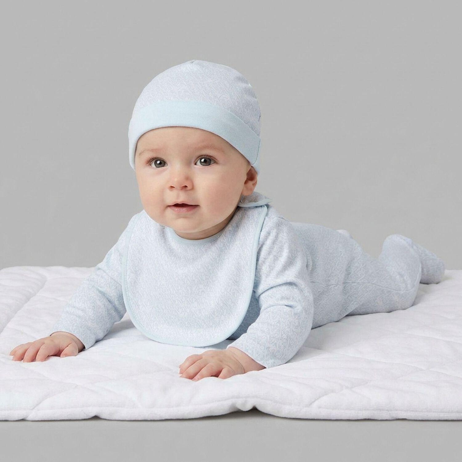 Baby Boys Blue Logo Babygrow Set, 5, hi-res