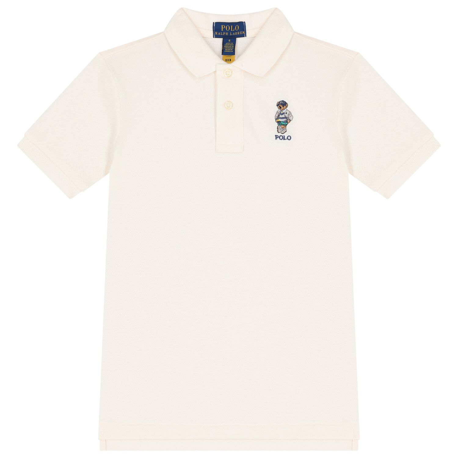 Boys Ivory Piqué Bear Polo Shirt, 1, hi-res