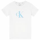 Girls White & Blue Logo Pyjamas, 1, hi-res