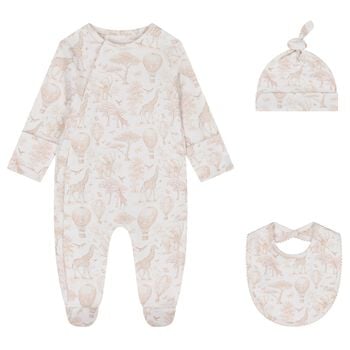 White & Beige Africa Babygrow Gift Set