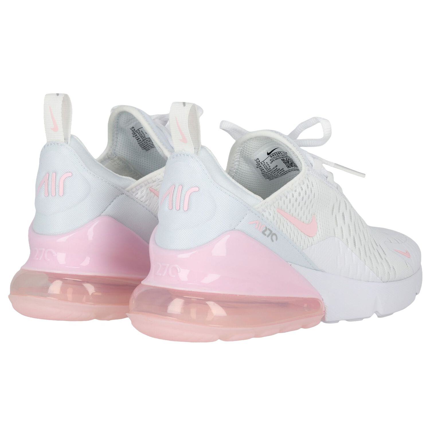 Girls White & Pink Nike Air Max 270 Trainers, 4, hi-res