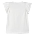 تيشيرت بنات قطن  بطبعة الزهور باللون العاجي  , 3, hi-res