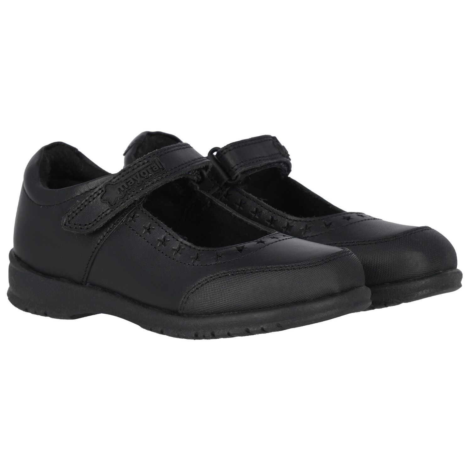 Girls Black Leather Shoes, 1, hi-res