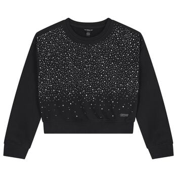 Girls Black Logo Rhinestone Sweatshirt