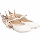 Girls White & Rose Gold Leather Shoes, 1, hi-res