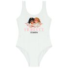Girls White Fiorucci Swimsuit, 1, hi-res