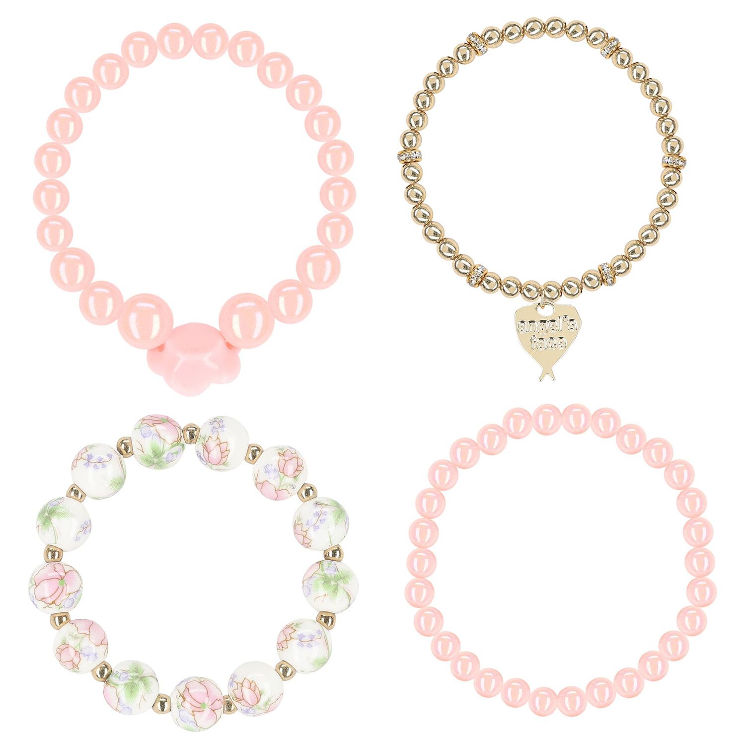 Girls Pink & Gold Bracelets ( 4-Pack ), 1, hi-res