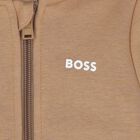 Younger Boys Beige Hooded Zip Up Top, 1, hi-res