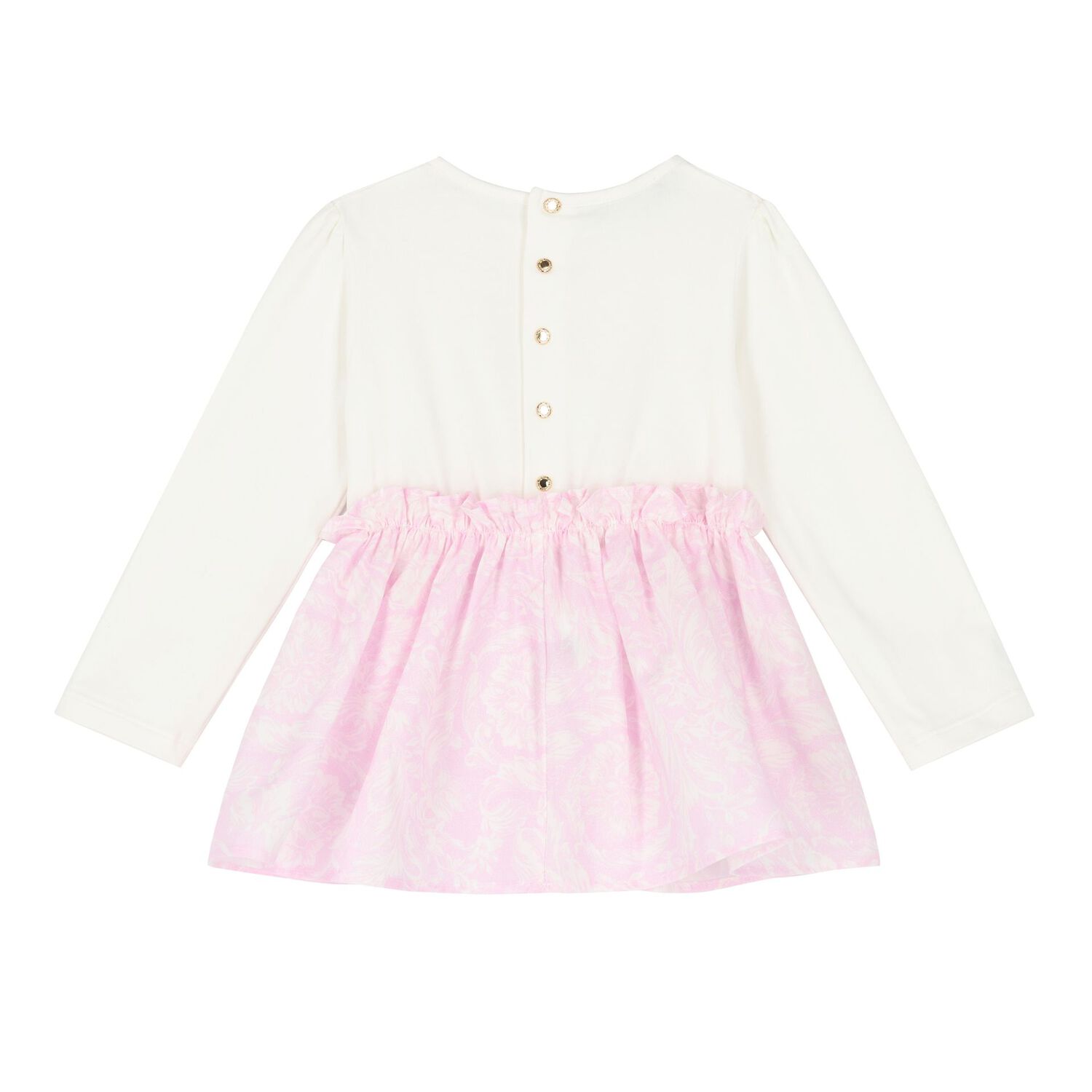 Baby Girls Ivory & Pink Medusa Logo Dress Set, 1, hi-res