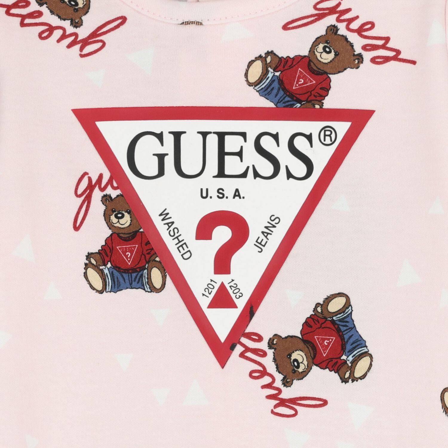 بدلة أطفال مزينة بشعار دب تيدي للبنات باللون الوردي, 1, hi-res