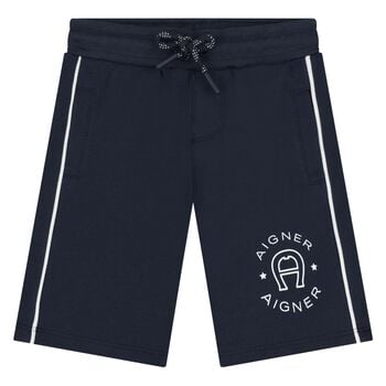 Younger Boys Navy Blue Logo Shorts