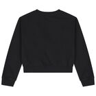 Girls Black Logo Rhinestone Sweatshirt, 1, hi-res