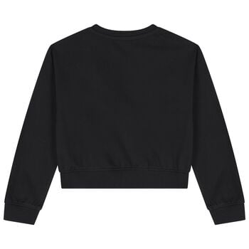 Girls Black Logo Rhinestone Sweatshirt