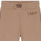 بنطلون رياضي بالشعار باللون البيج للبنات, 1, hi-res