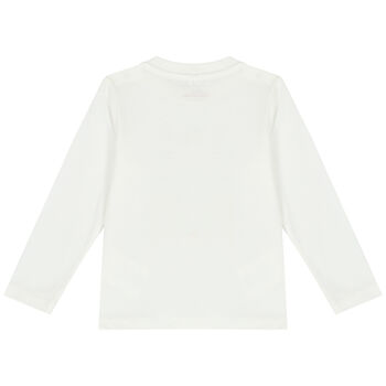 Younger Girls Ivory Logo Long Sleeve Top