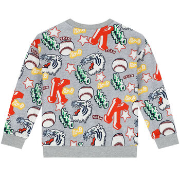 Boys Grey Varsity Tiger Logo Sweatshirt