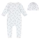 Baby White and Grey Stork Print Babygrow Set, 1, hi-res