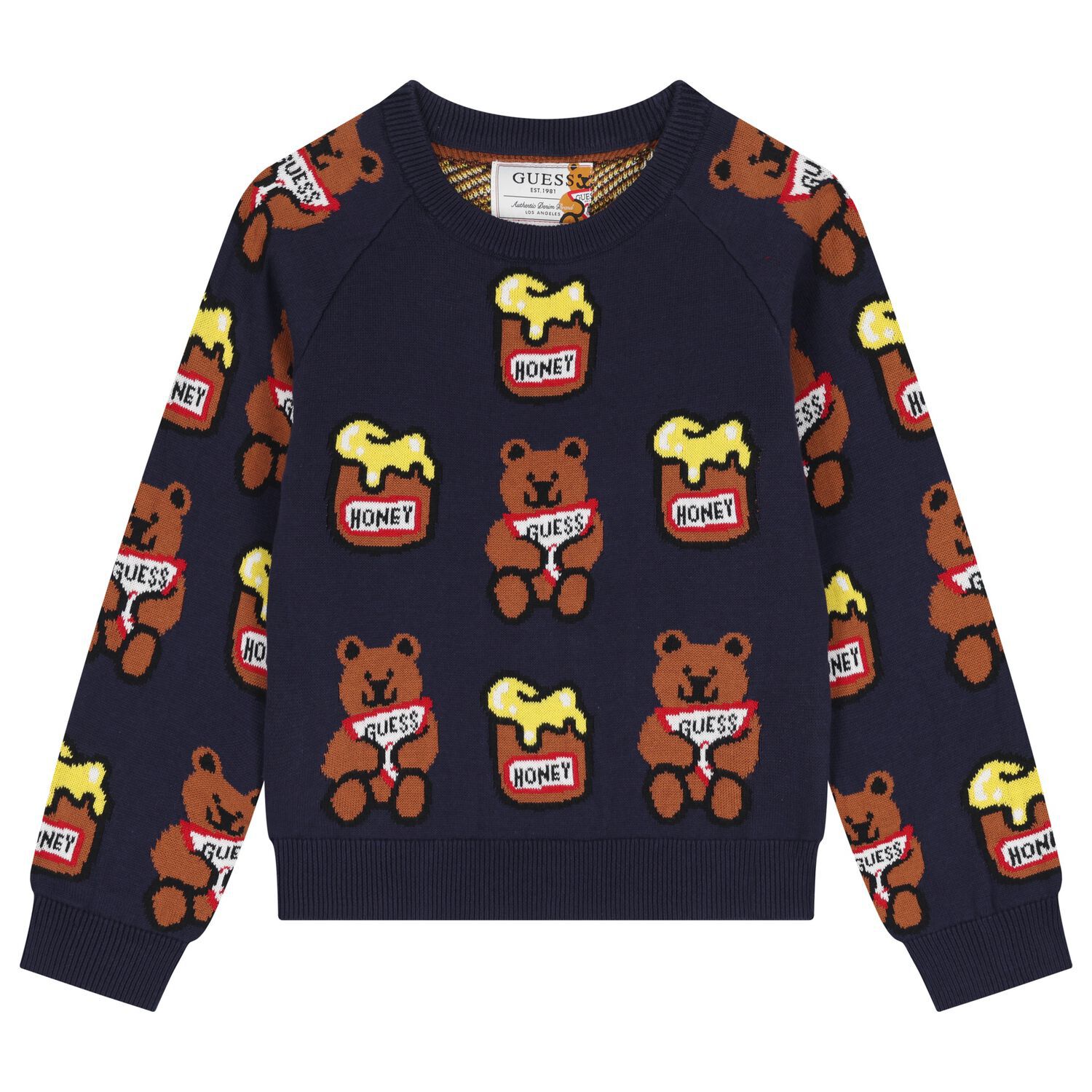 Boys Navy Blue Teddy Bear Sweatshirt, 1, hi-res