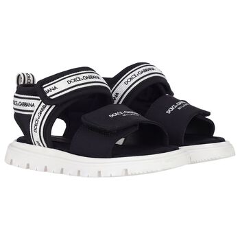 Black & White Younger Logo Velcro Sandals