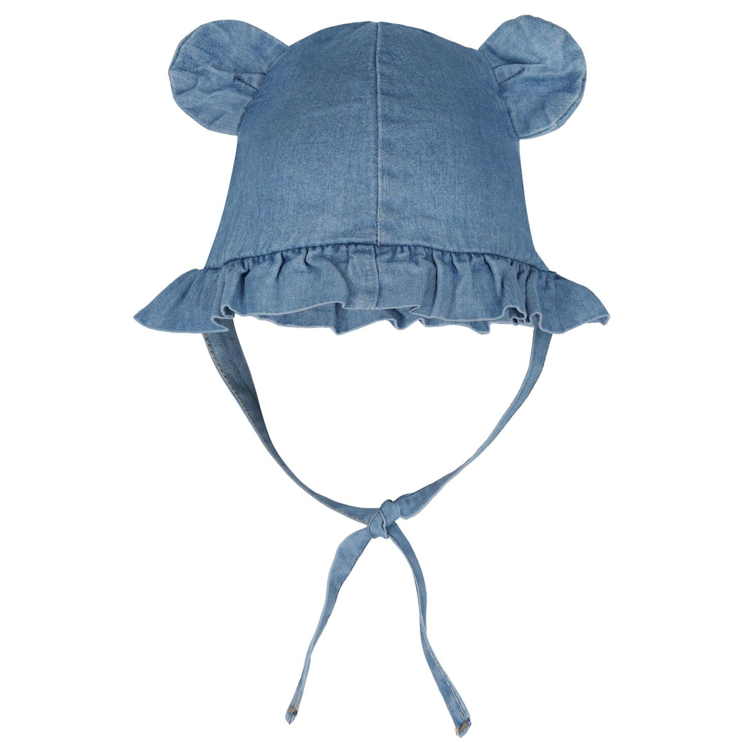 Baby Girls Blue Chambray Bear Dress & Hat Set, 1, hi-res