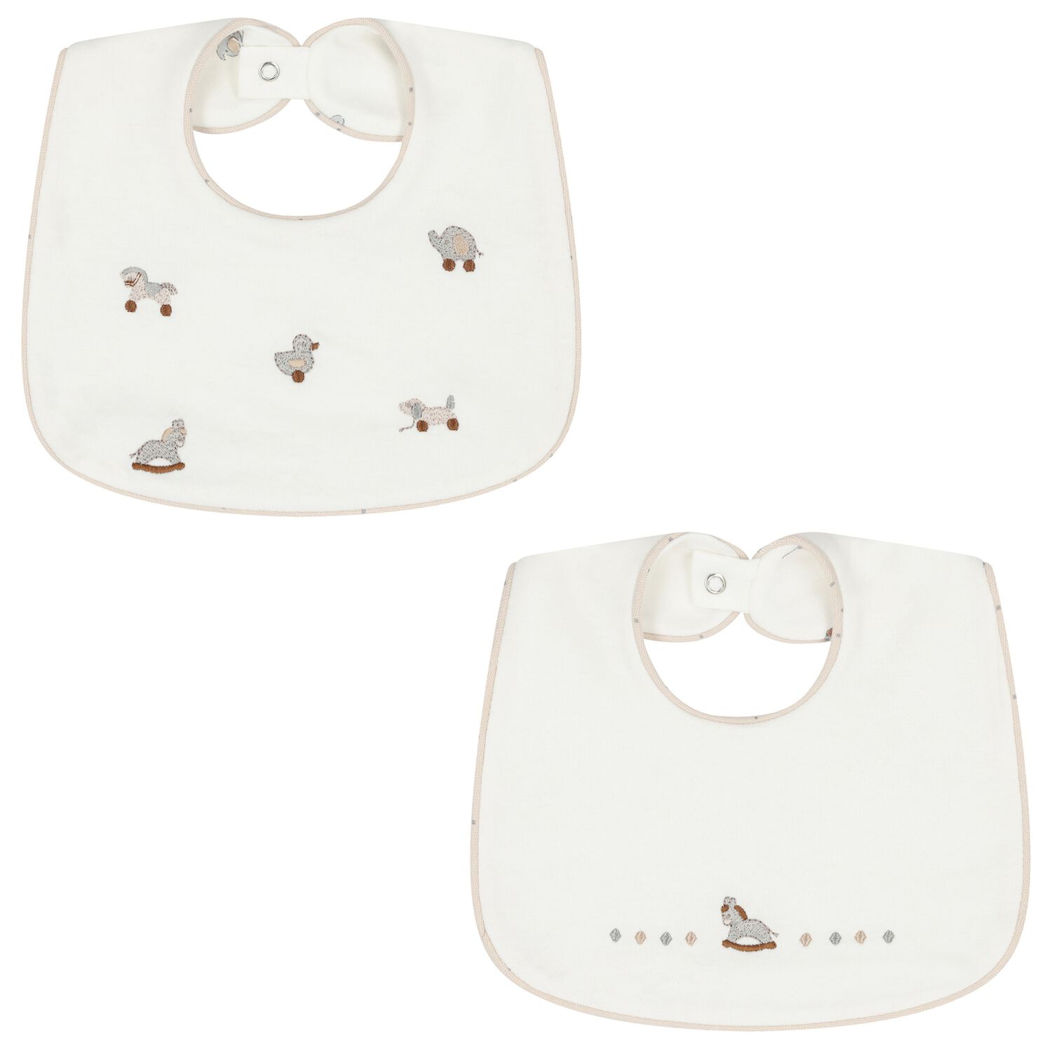 Ivory Embroidered Bibs ( 2 Pack ), 1, hi-res
