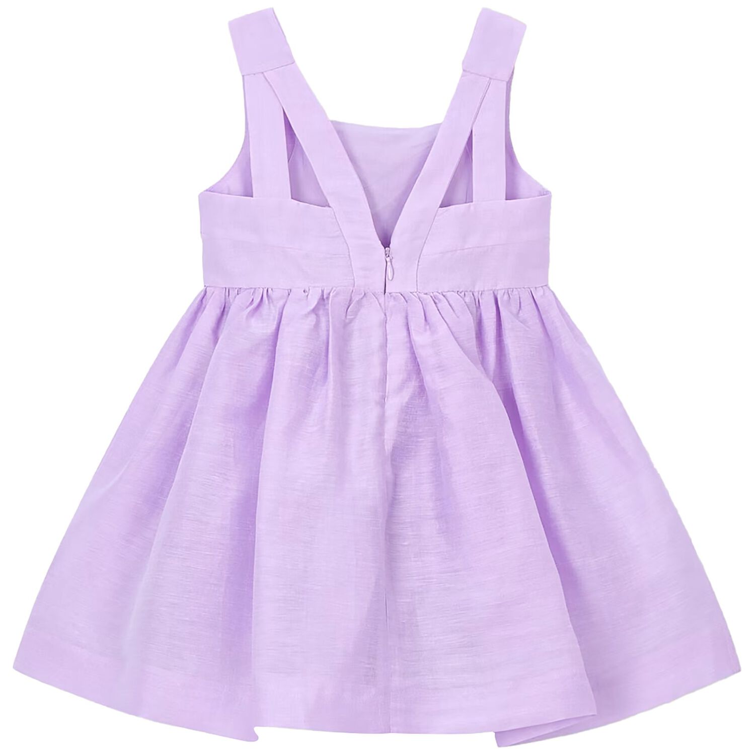 Girls Lilac Flower Linen Dress, 2, hi-res