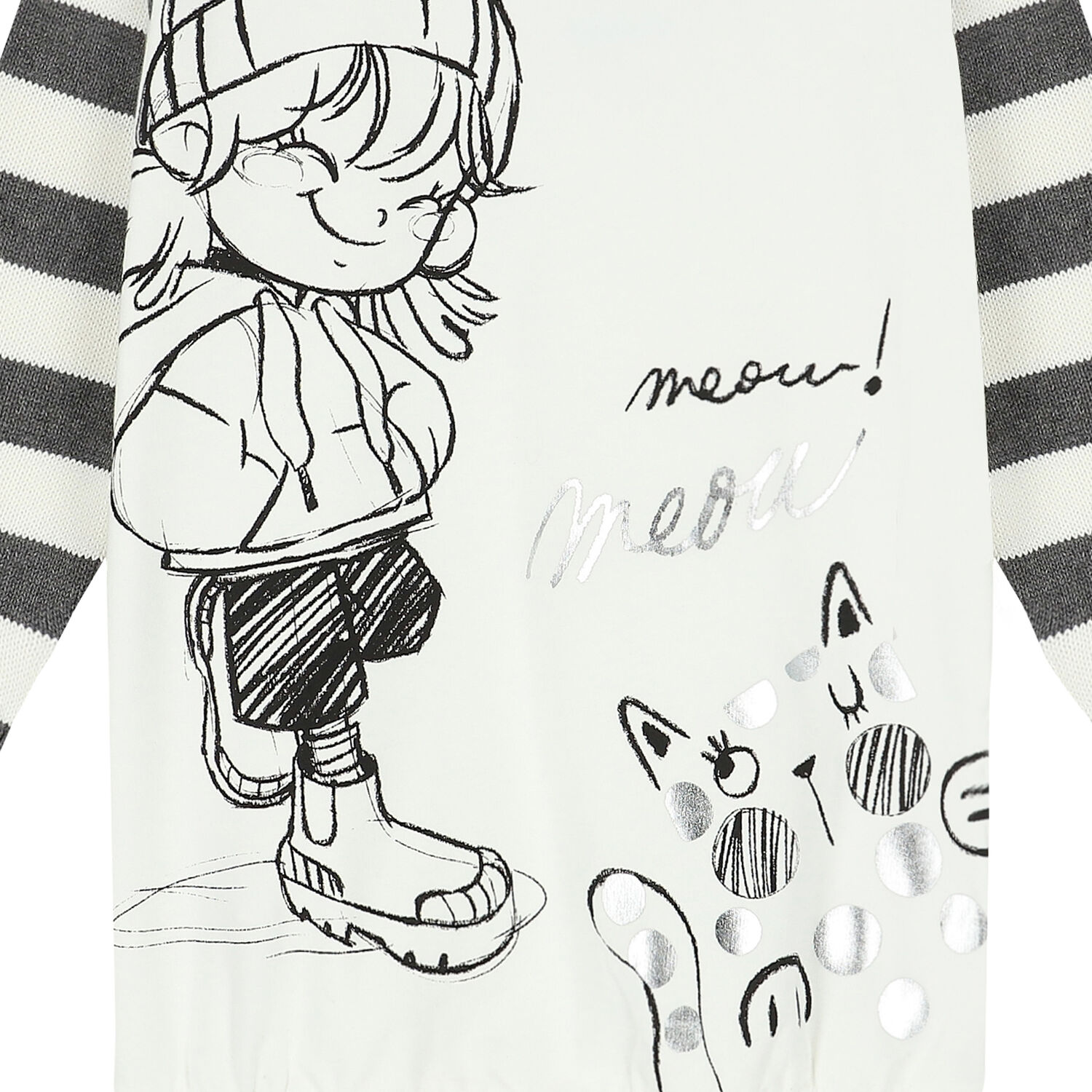 فستان سويت شيرت باللون الأبيض, 1, hi-res