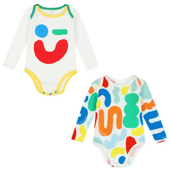 Multi-Coloured Abstract Print Bodysuits ( 2-Pack )