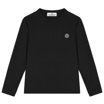 Boys Black Logo Long Sleeve Top