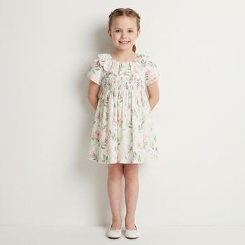 Younger Girls Ivory Floral Dress